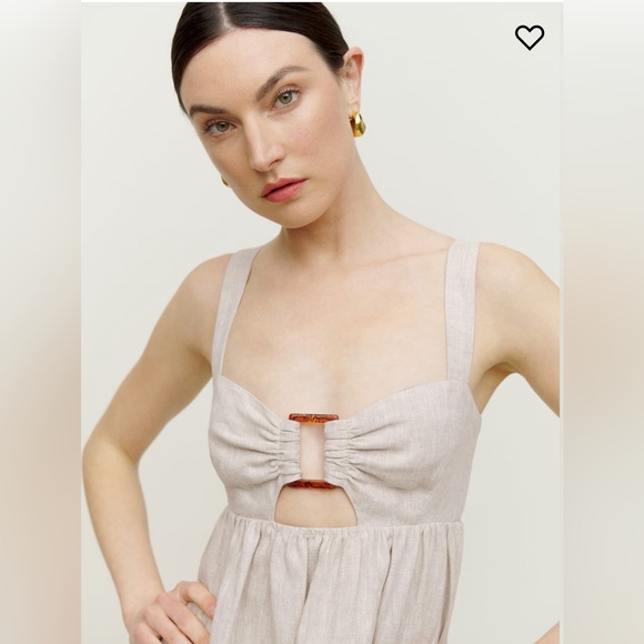 NWT Reformation Noel Linen Dress in beige. (Original price $218, now $168) - Picture 3 of 4